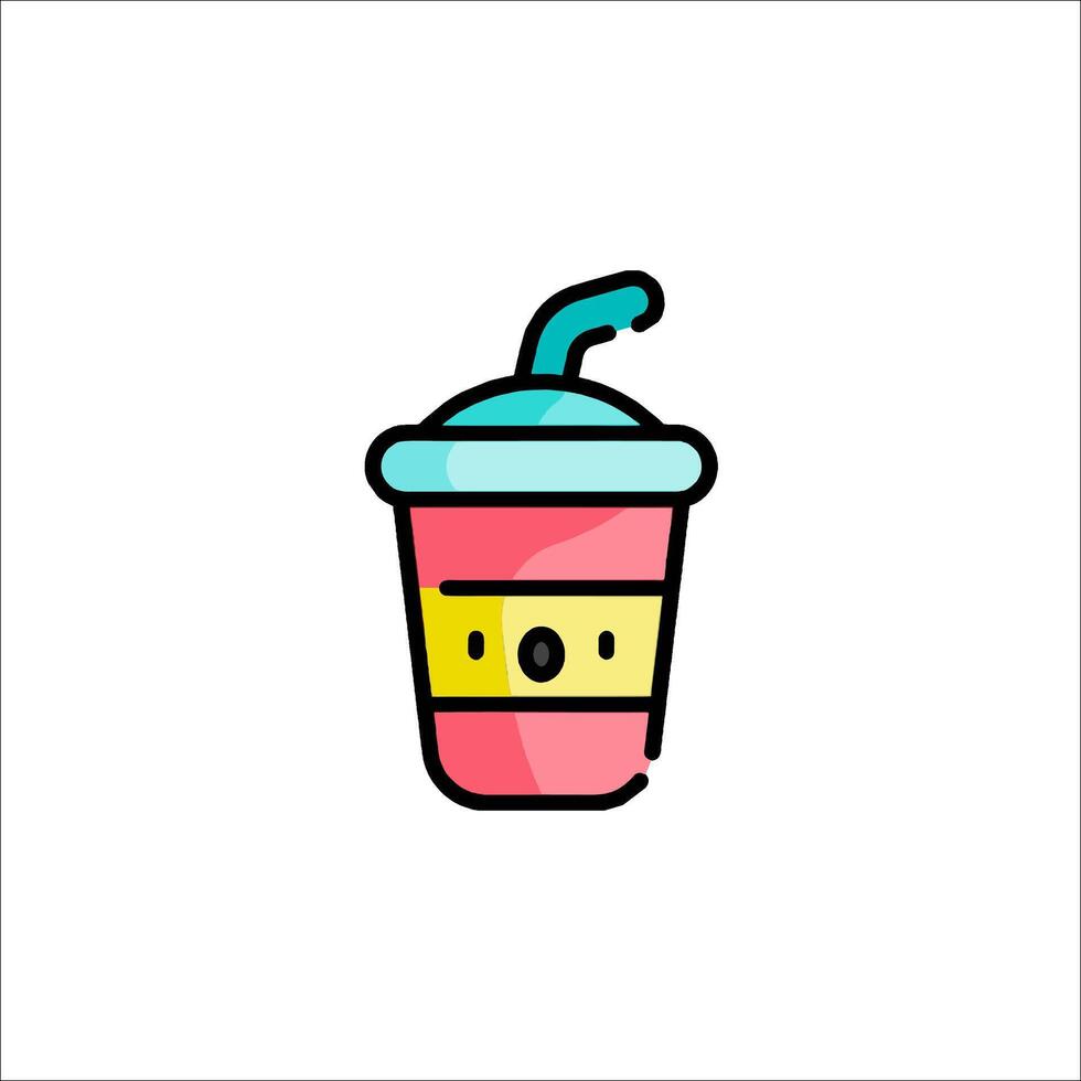 A drink cup with a straw and a smiley face vector
