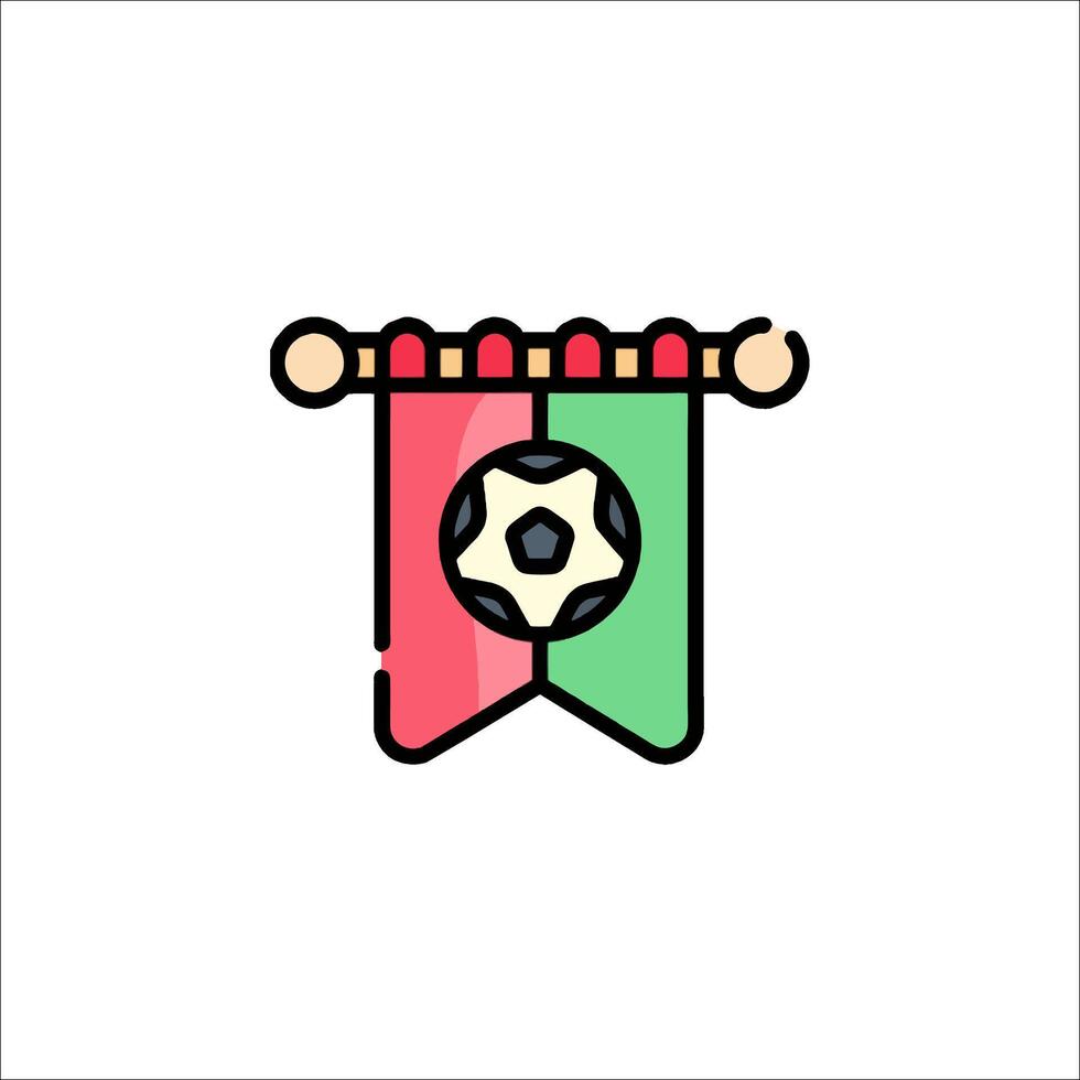 A soccer ball on a flag with a ribbon vector