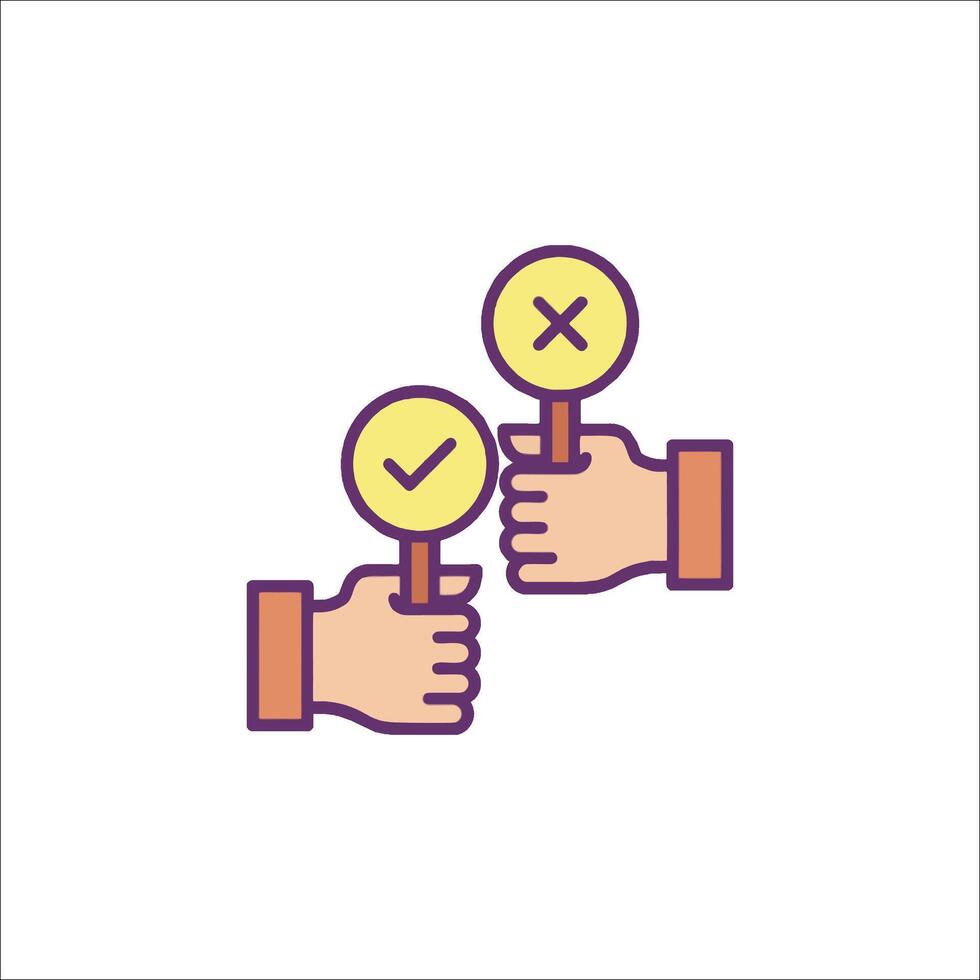 Two hands holding up a check mark icon vector