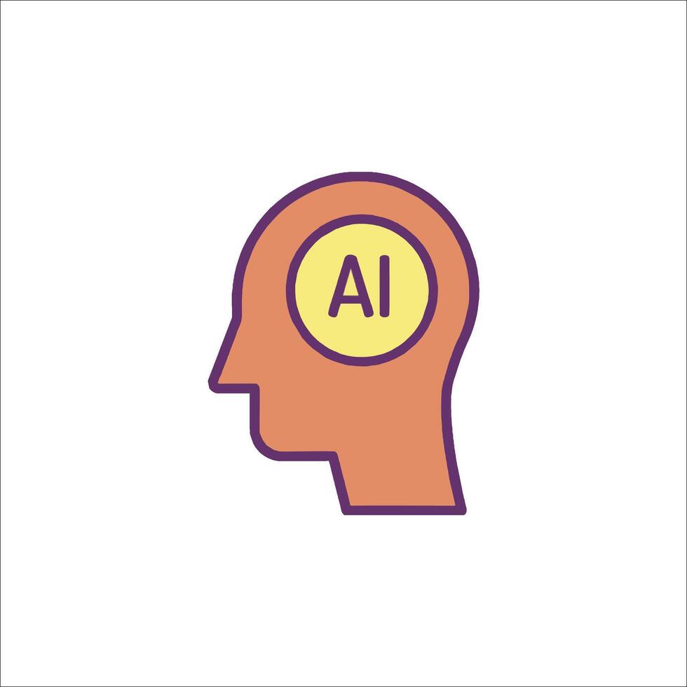 Ai icon in the head of a person vector