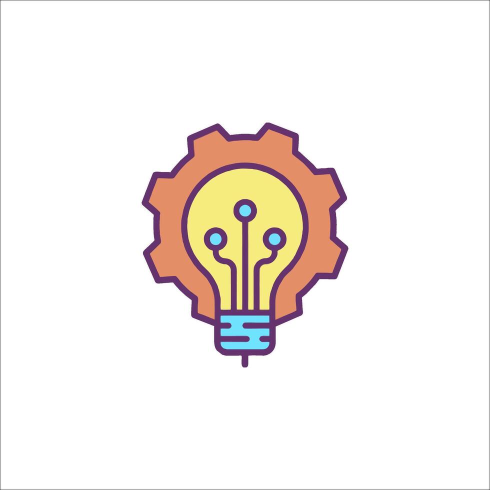 A light bulb with gears inside it vector