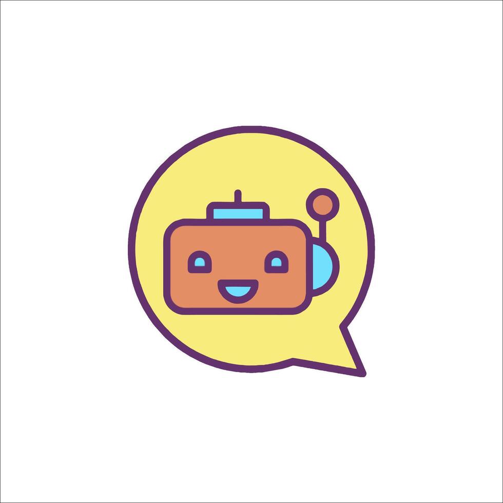 A robot in a speech bubble with a smile vector