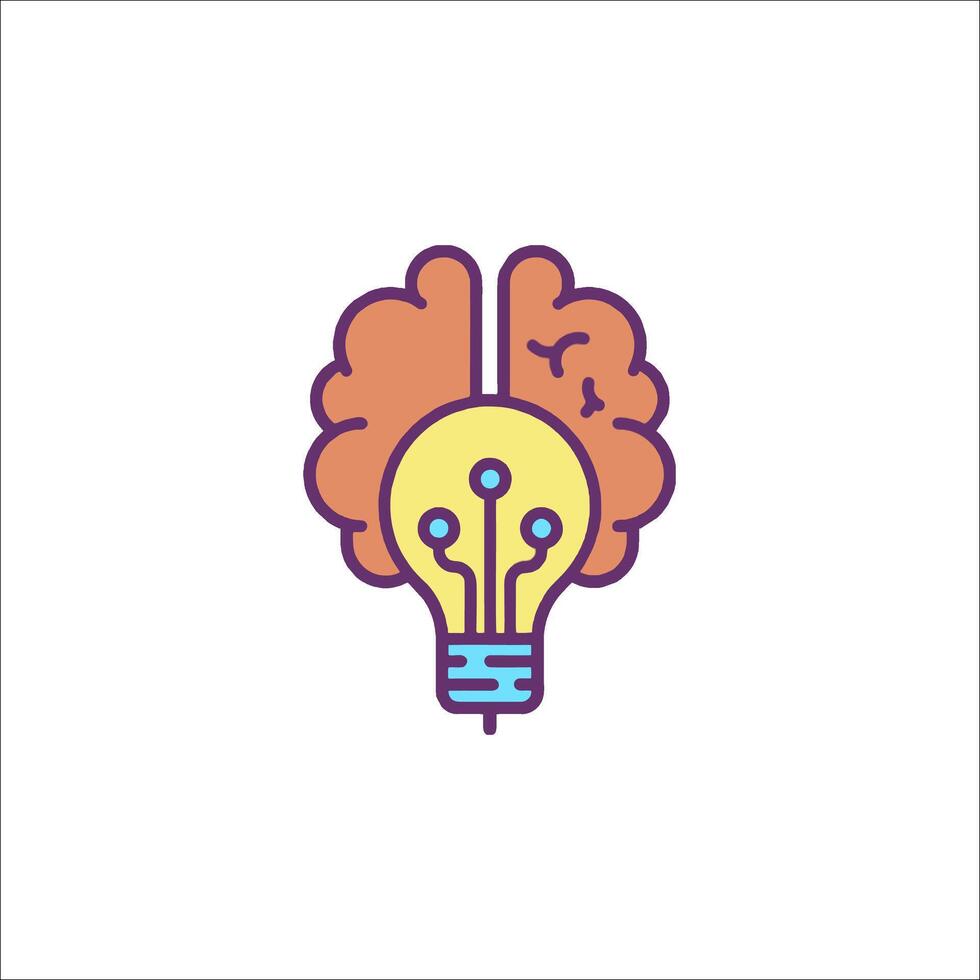 A light bulb with a brain inside it vector