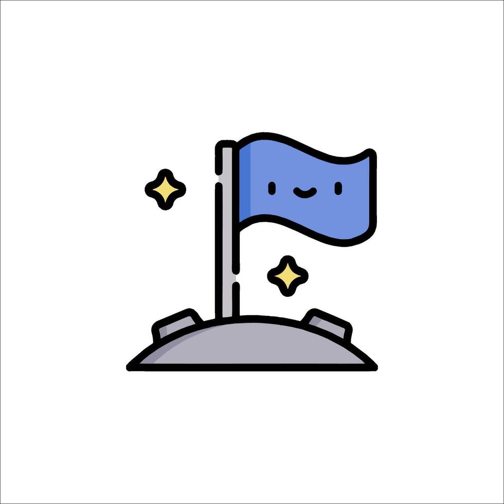 A cartoon character waving a flag on top of a rocket vector
