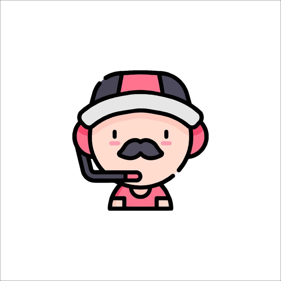 A cartoon character with a mustache and a headset vector