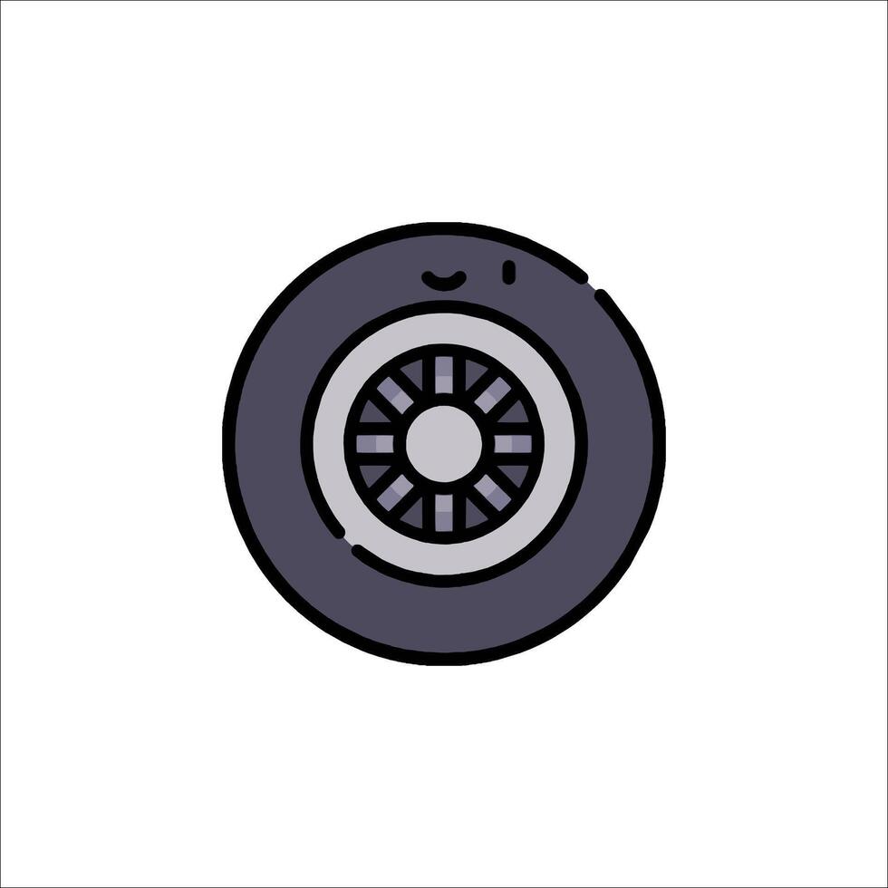 A black and white illustration of a tire vector