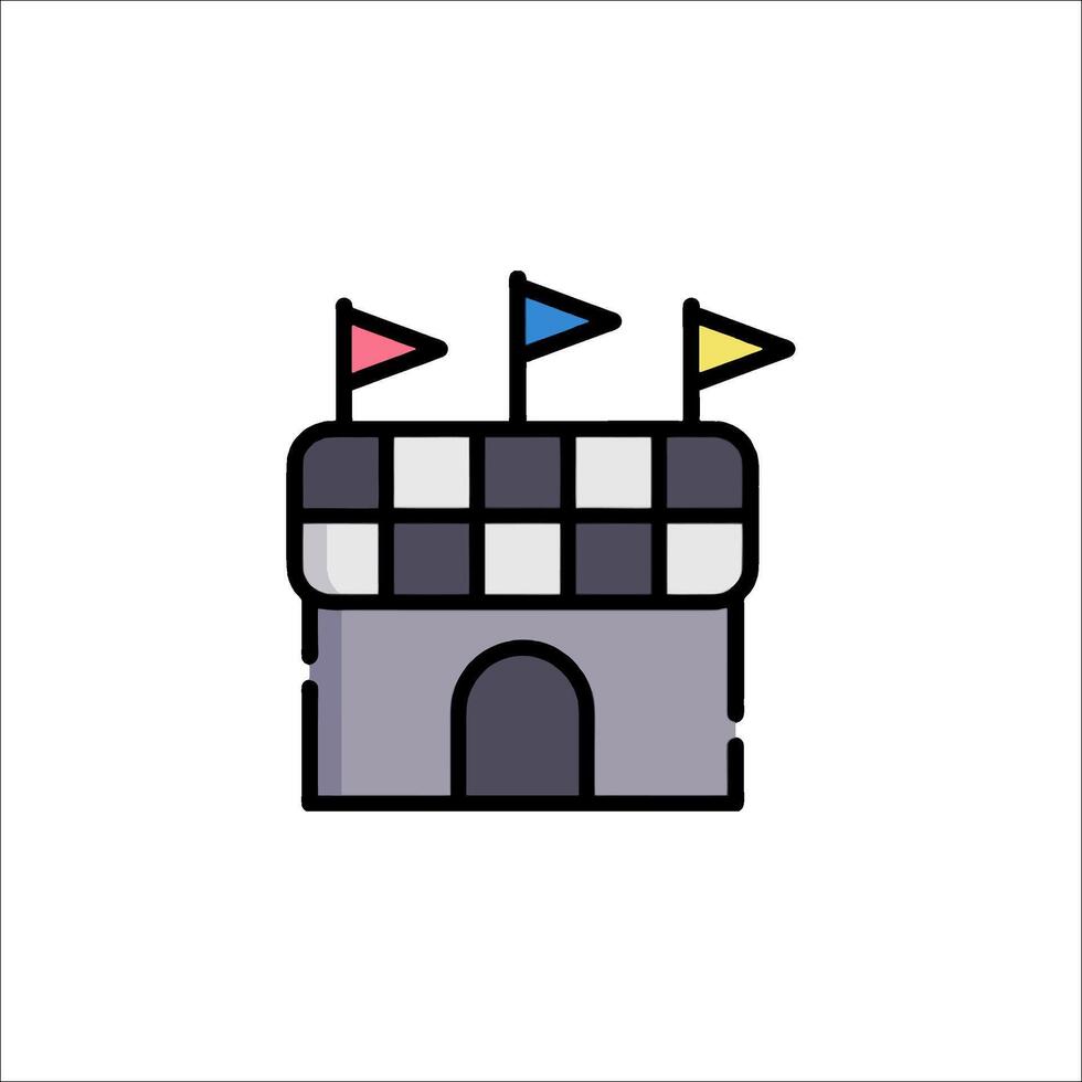 A castle with flags on top of it vector