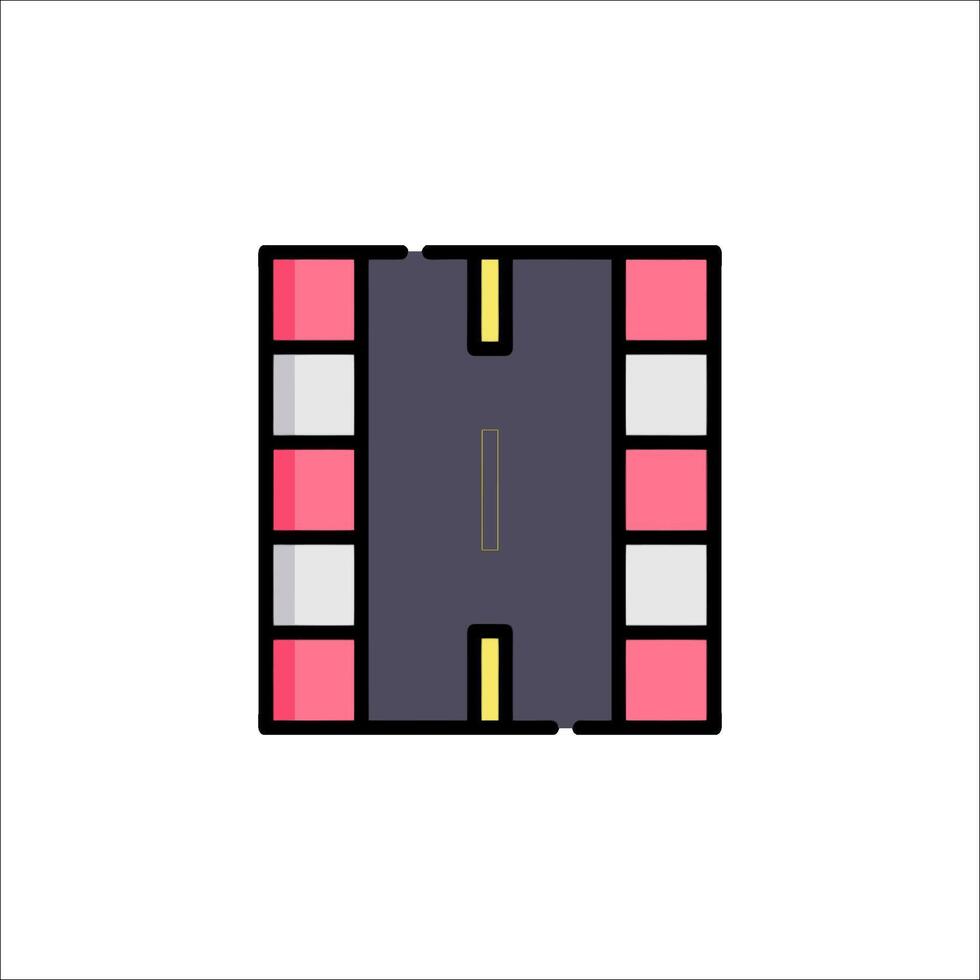 A flat icon of a road with a red stripe vector