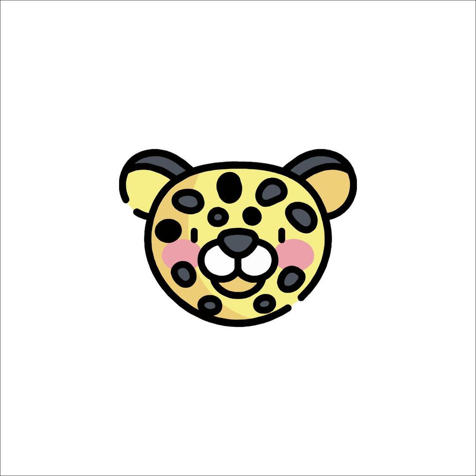 A cartoon leopard face with black spots on it vector
