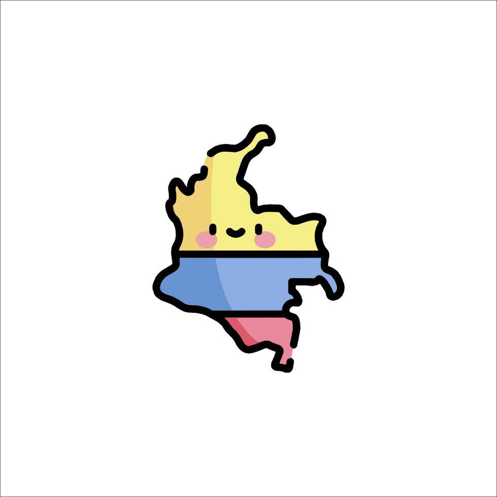 Colombia map with a cute face vector