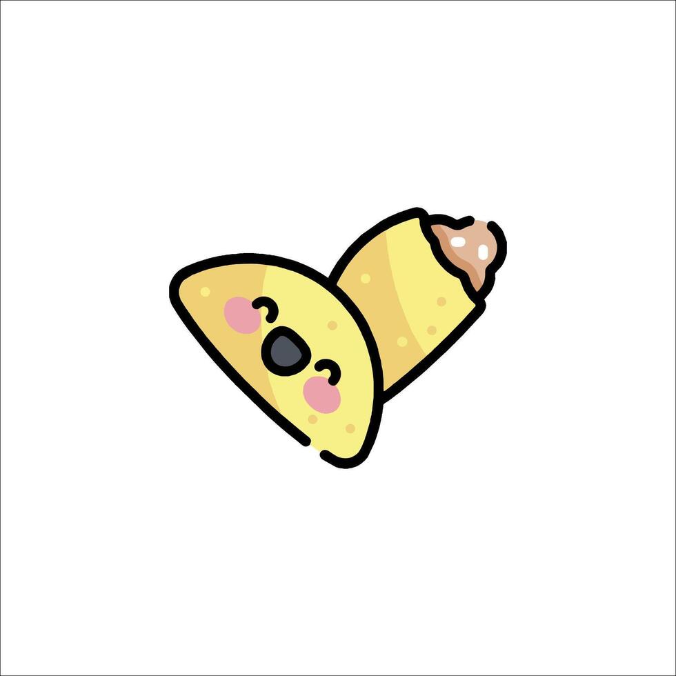 A cartoon taco with a face on it vector
