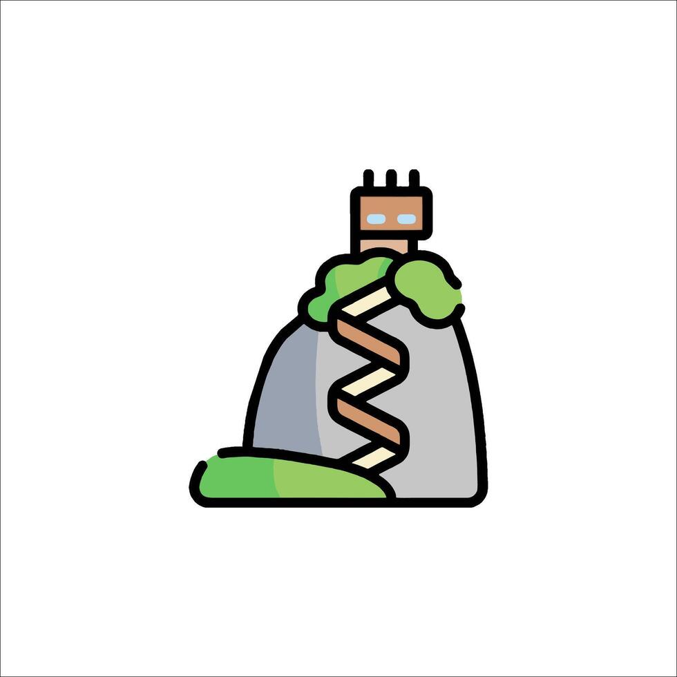 A mountain with a spiral staircase on top vector