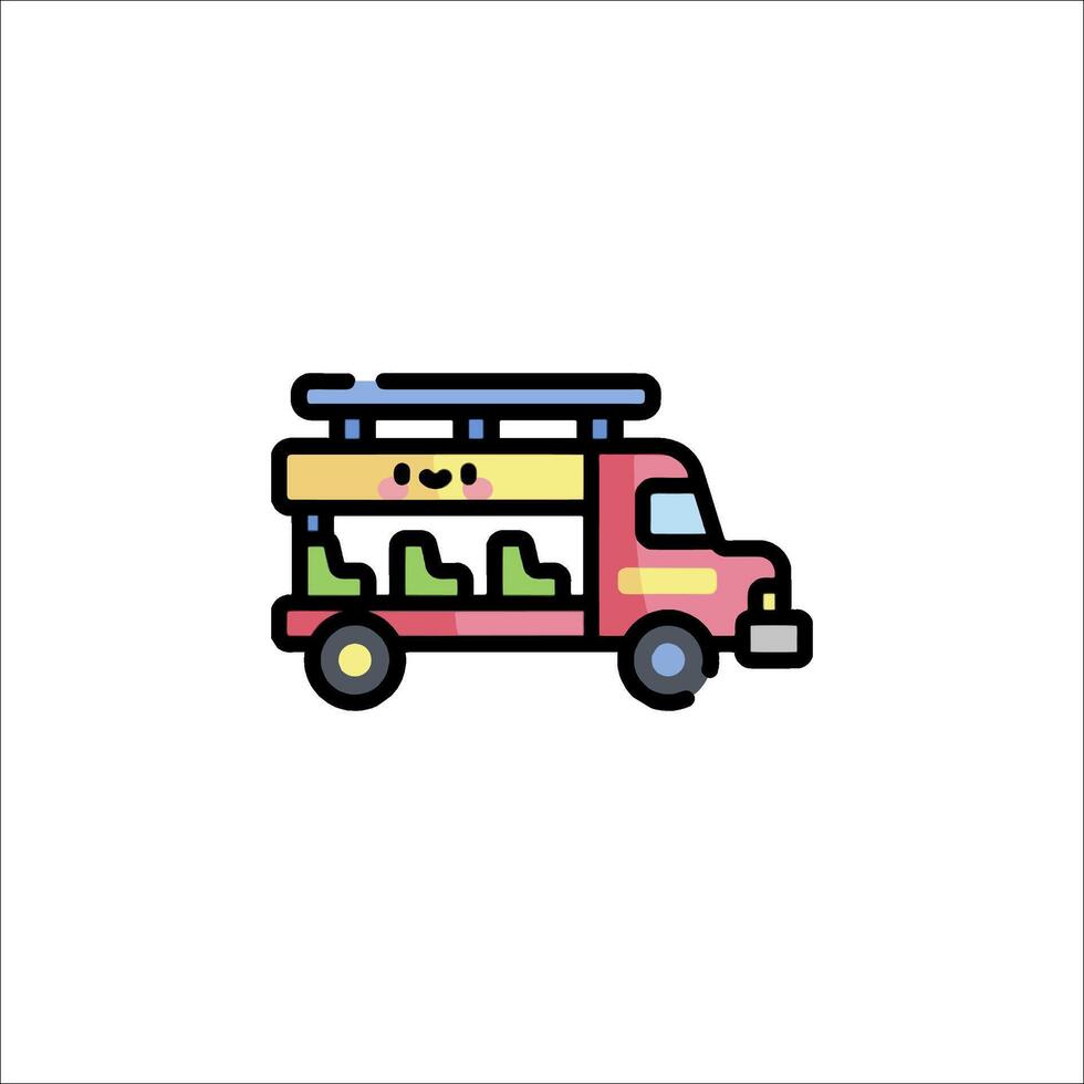 A cartoon truck with a ladder on top vector