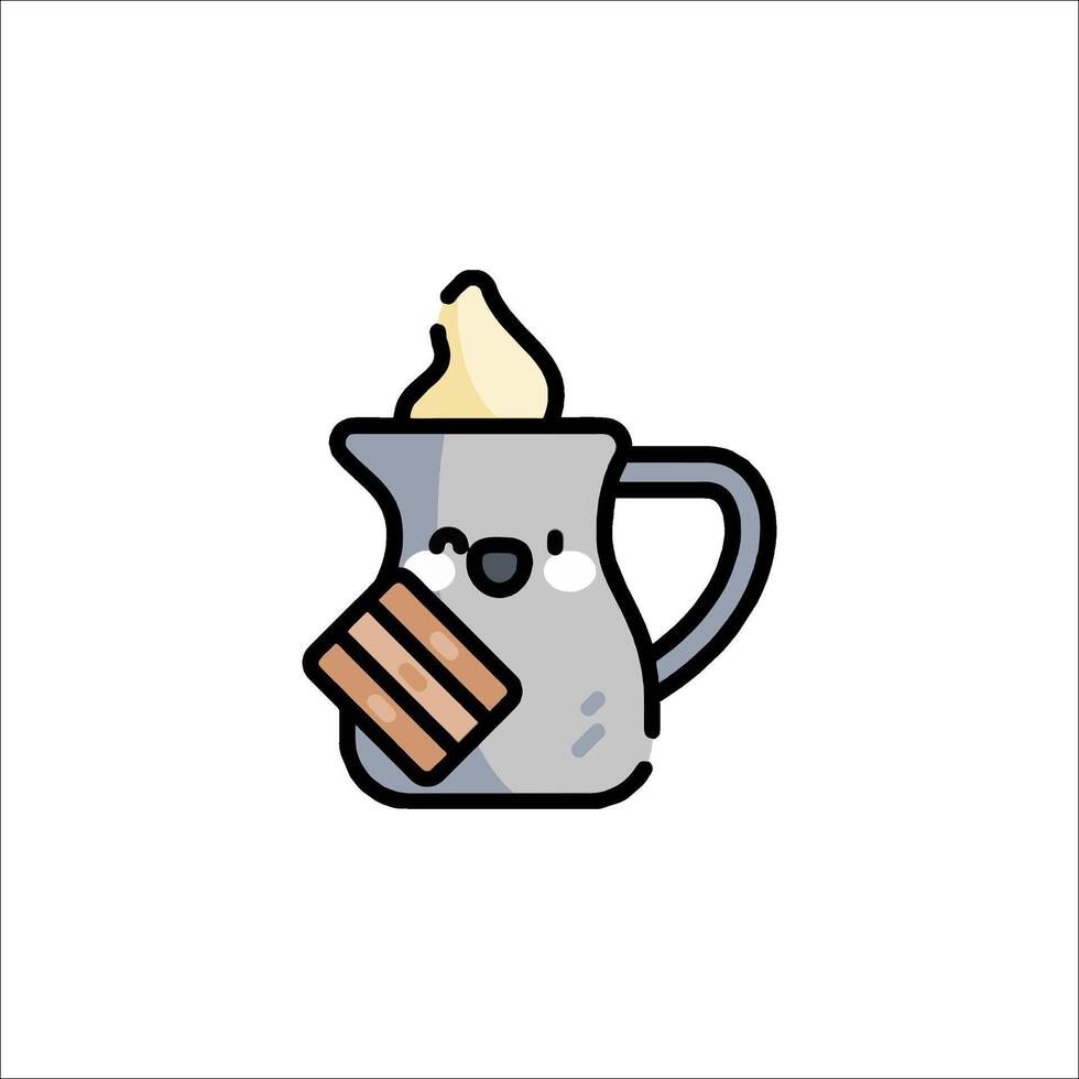 A cartoon milk jug with a spoon and a piece of toast vector