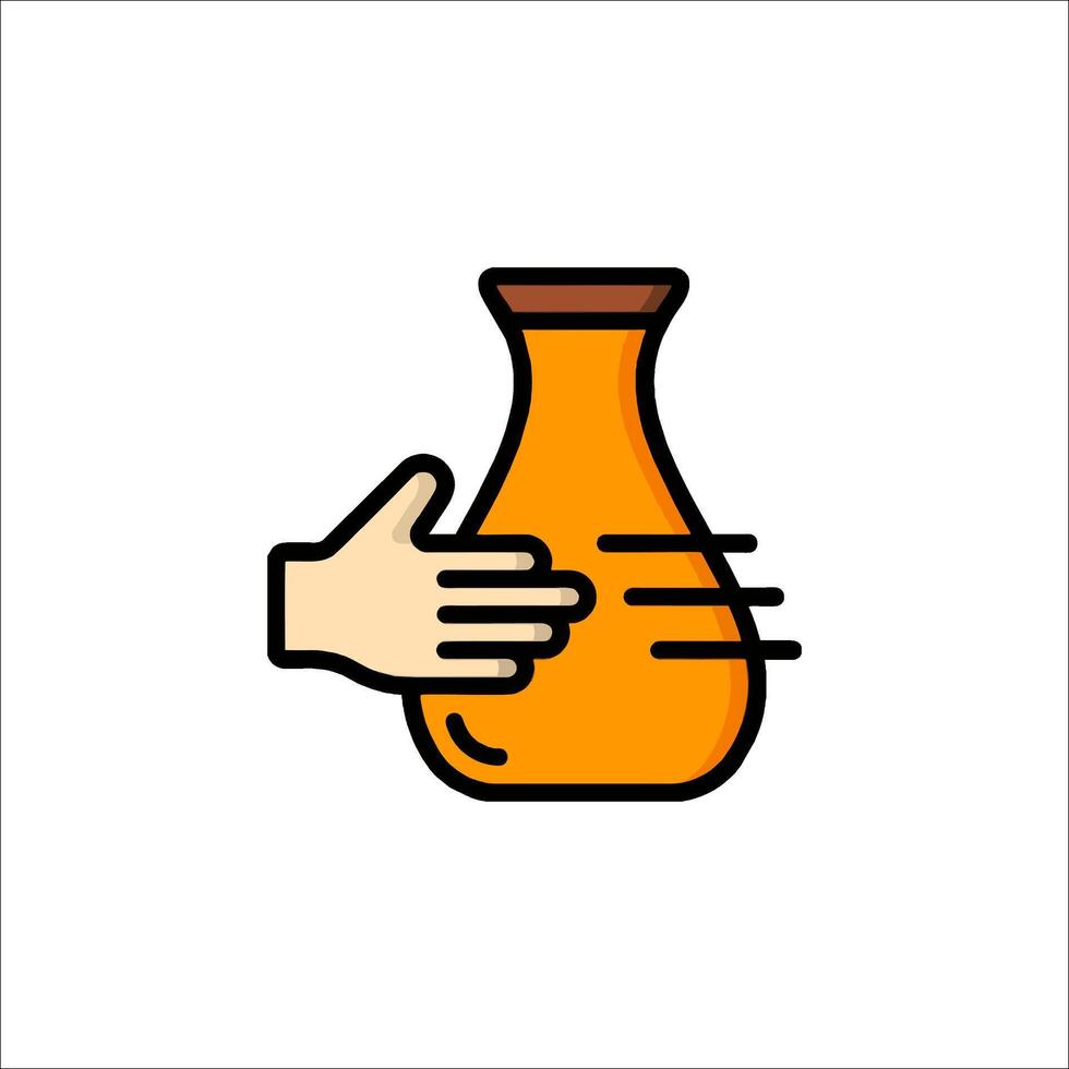 A hand is holding a bottle of liquid vector