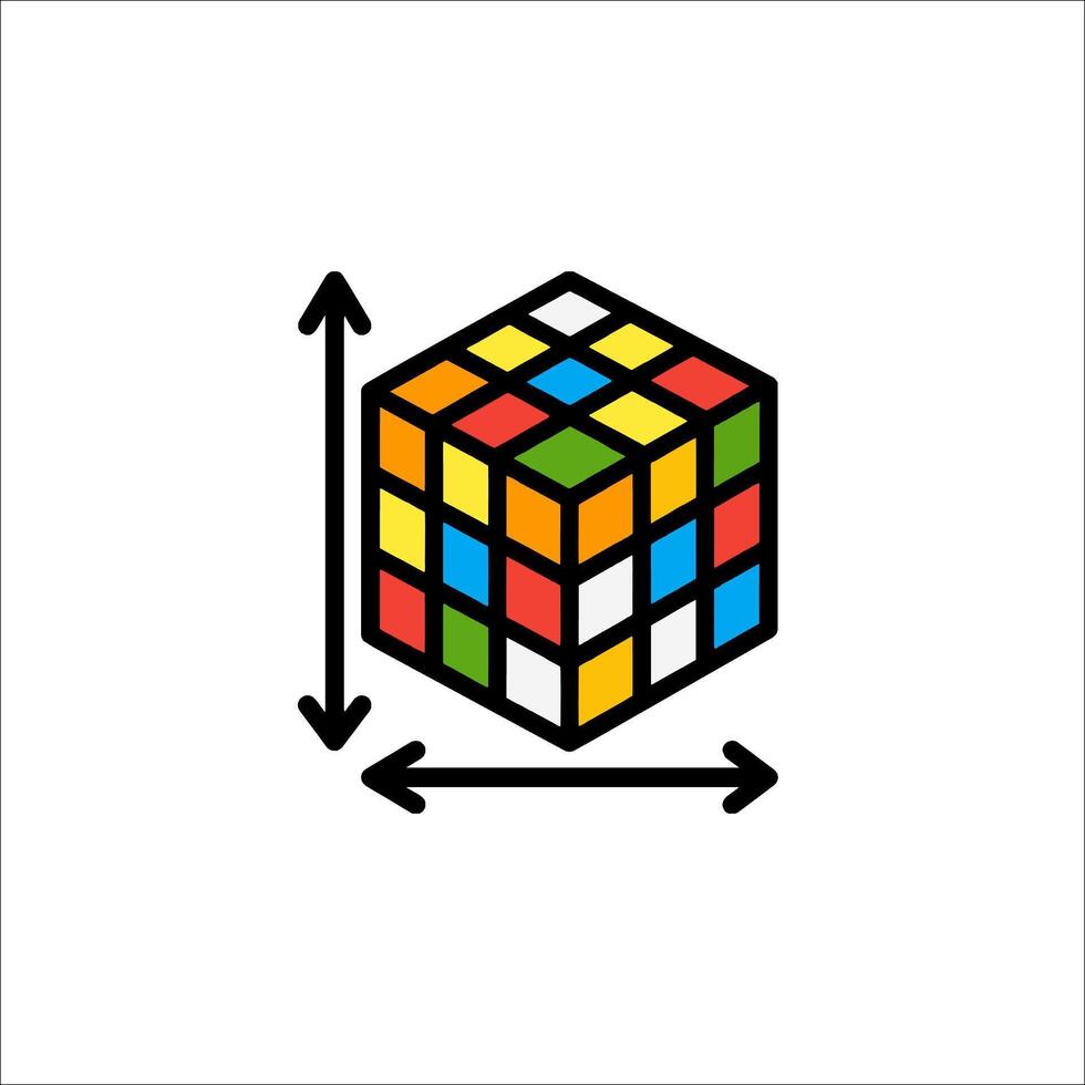 A rubik's cube with arrows pointing to it vector