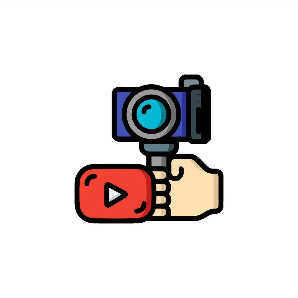 camera icon with hand holding it up vector