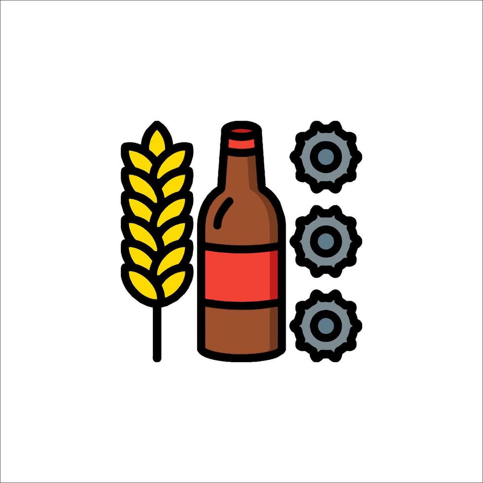 Beer bottle and gears icon vector