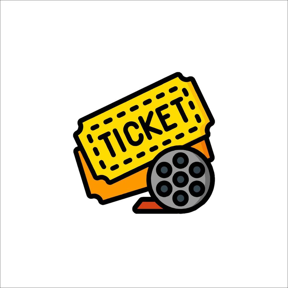 Ticket icon with a movie reel and ticket vector