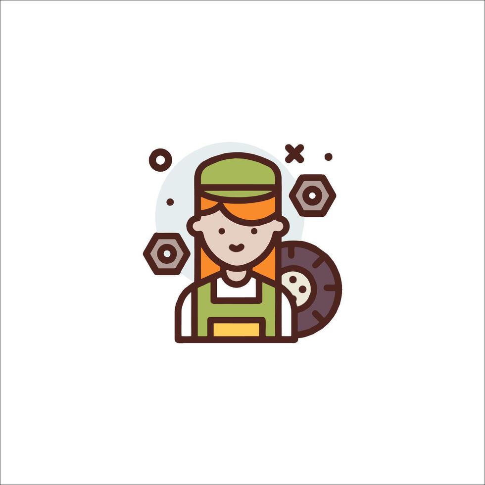 A woman in an apron holding a wrench vector