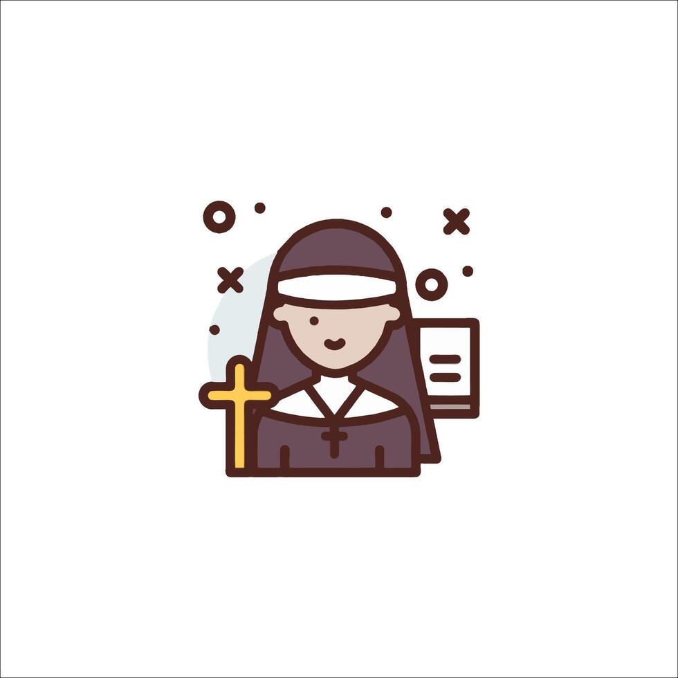 A nun icon with a cross and a book vector