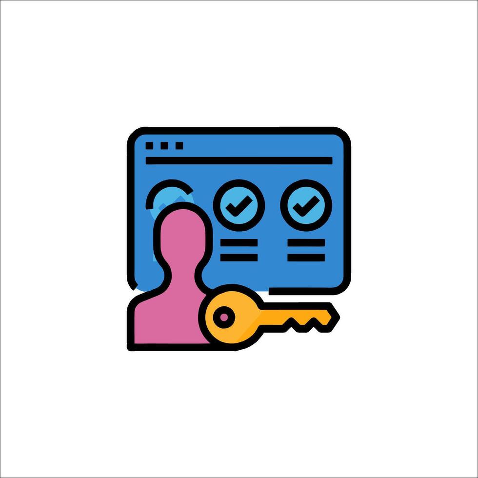A person with a key and a computer icon vector