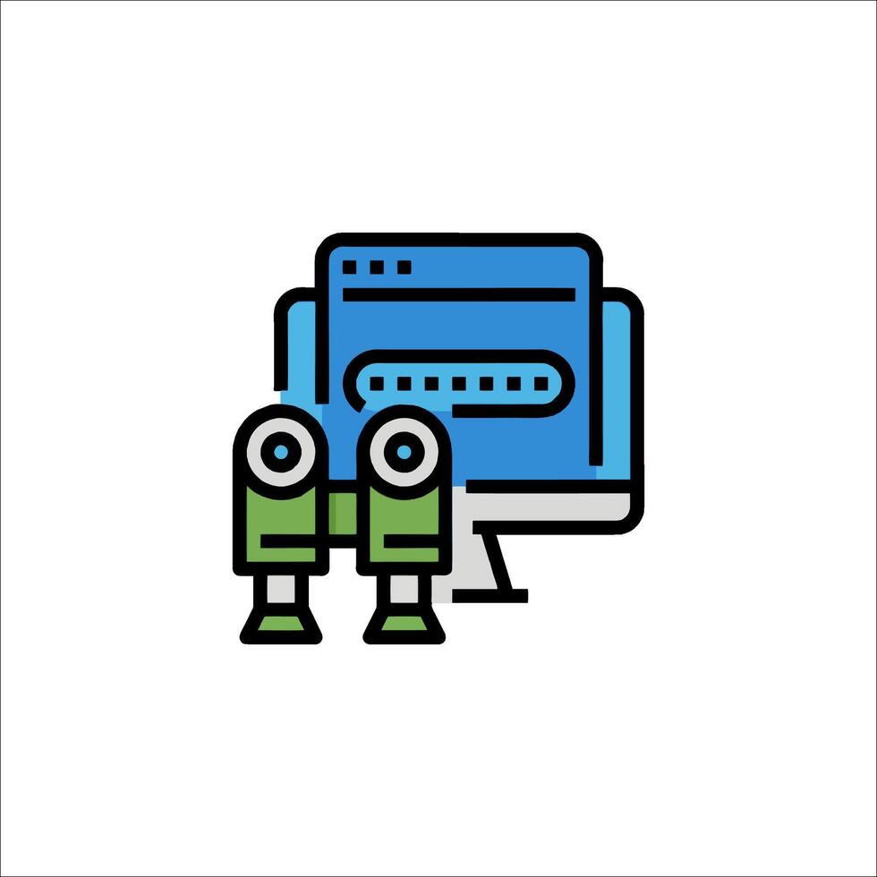 A computer monitor with binoculars on it vector