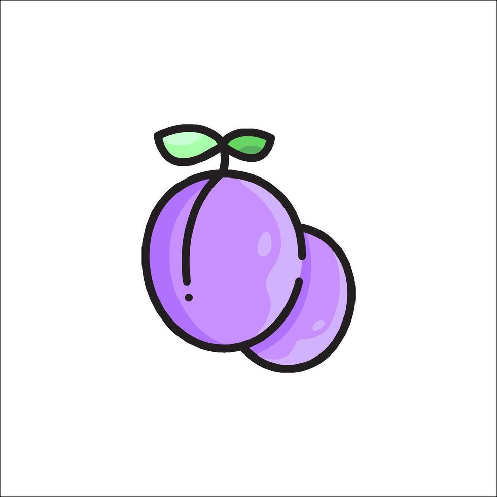 A purple plum fruit icon on a white background vector