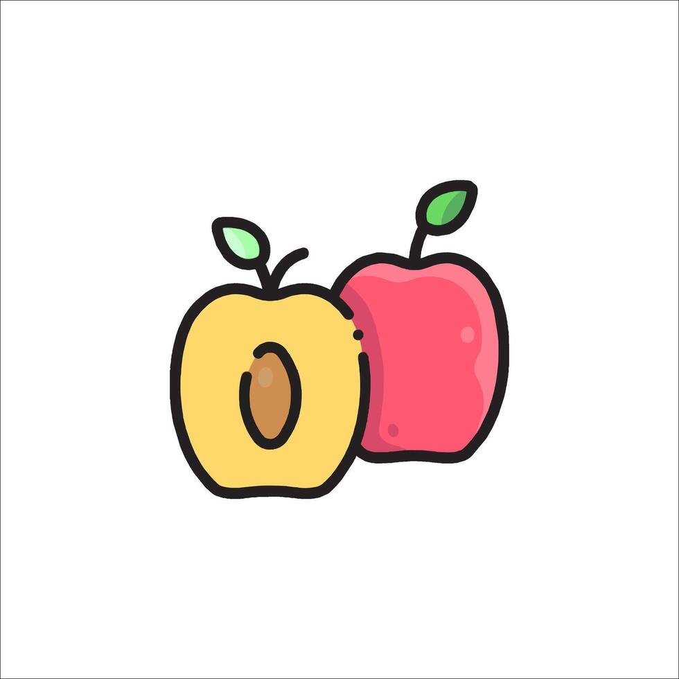 Apple and peach icon illustration vector
