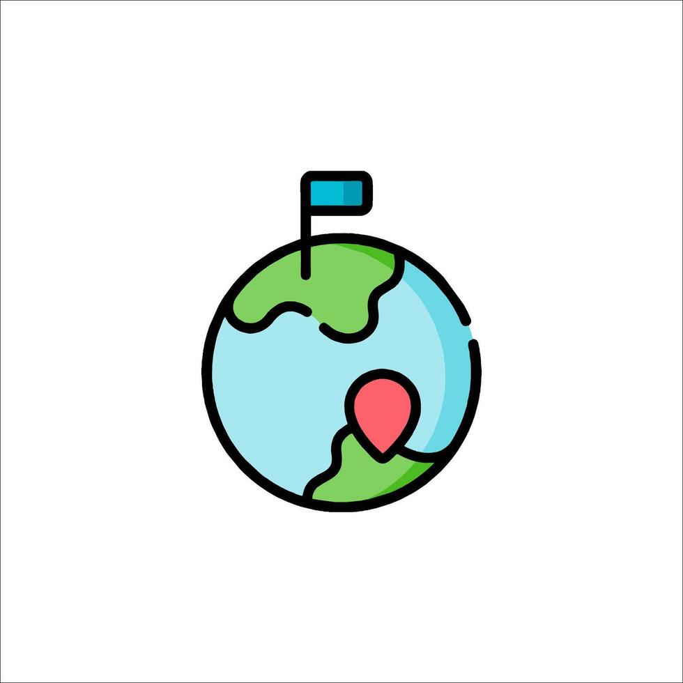 A globe with a pin on it and a map vector