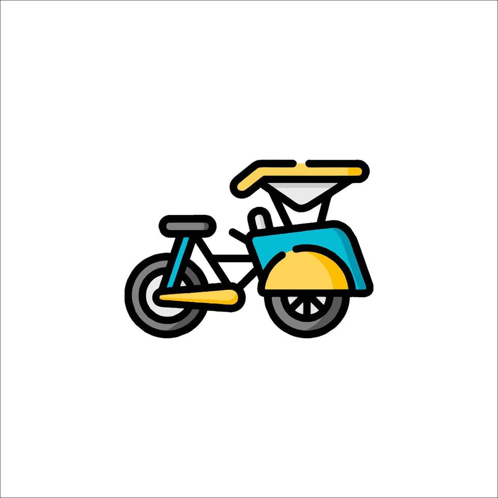 A bicycle with a basket on the back and a yellow umbrella vector