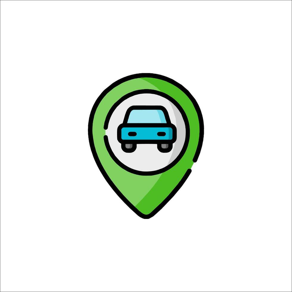 Car icon on a map pointer illustration vector