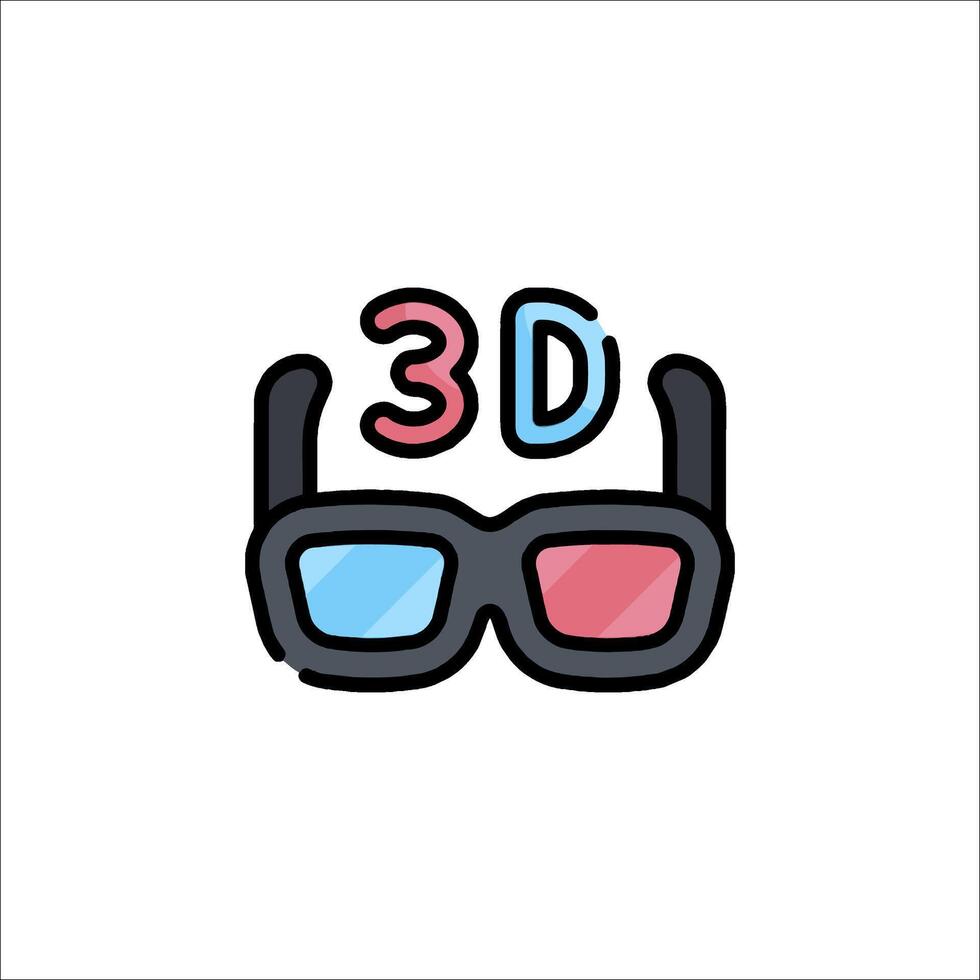 3d glasses icon with the word 3d vector