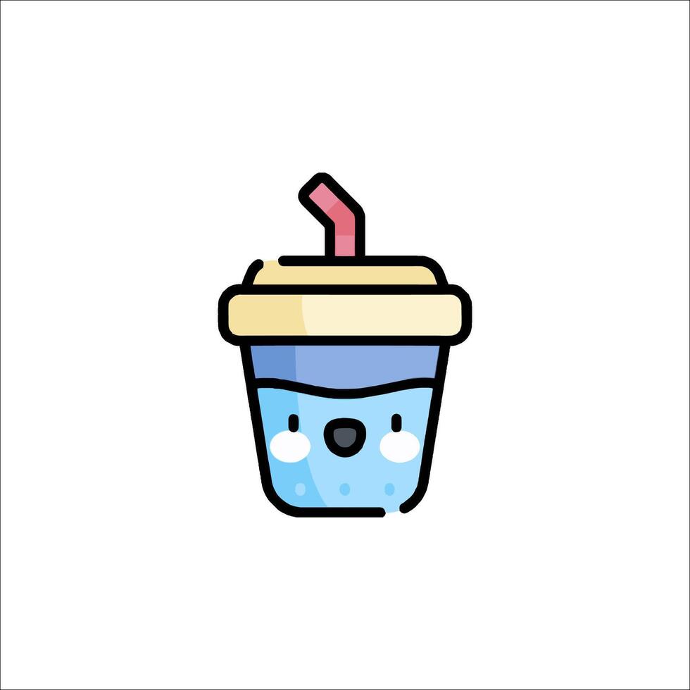 A cartoon cup with a straw and a face vector