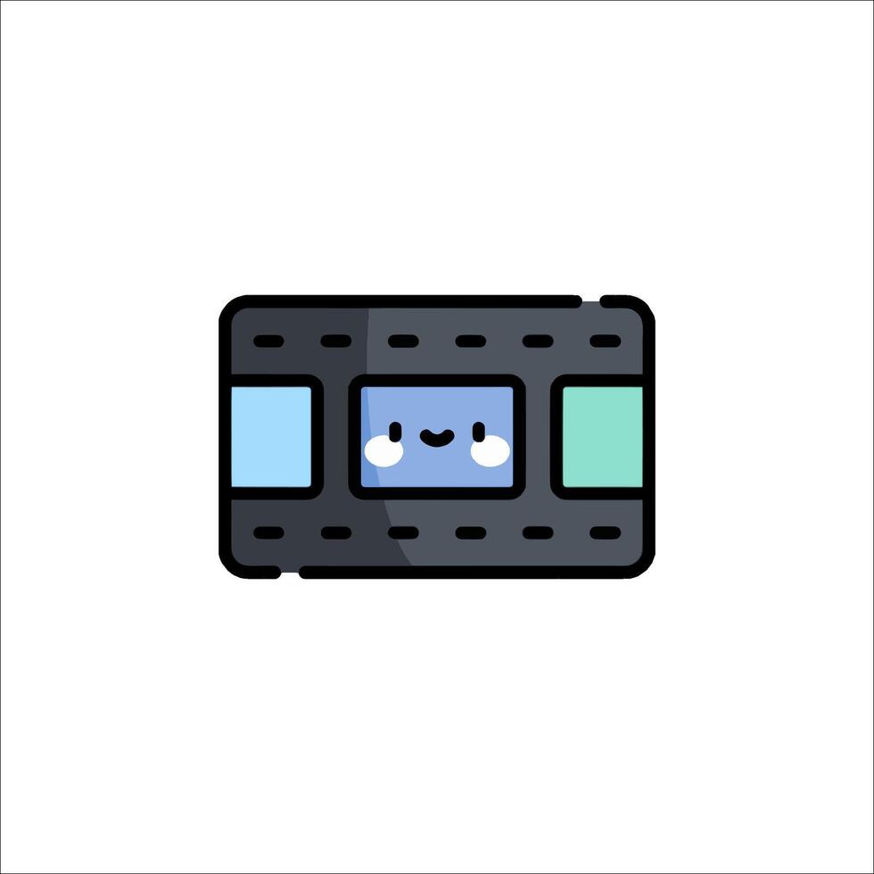 A cassette icon with a smiley face vector
