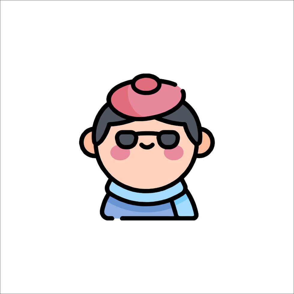 A cartoon character with glasses and a hat vector