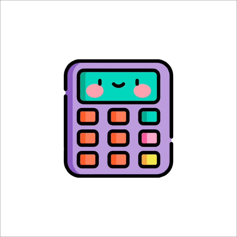 A cute calculator icon on a white background vector