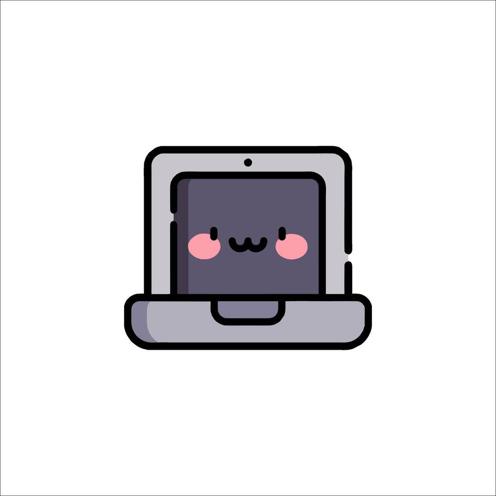 A cute little laptop with a smile on it vector