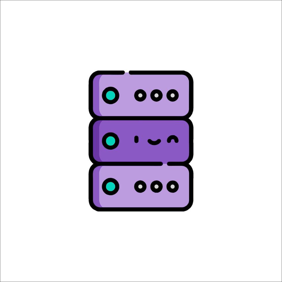 A purple and green icon of a server vector