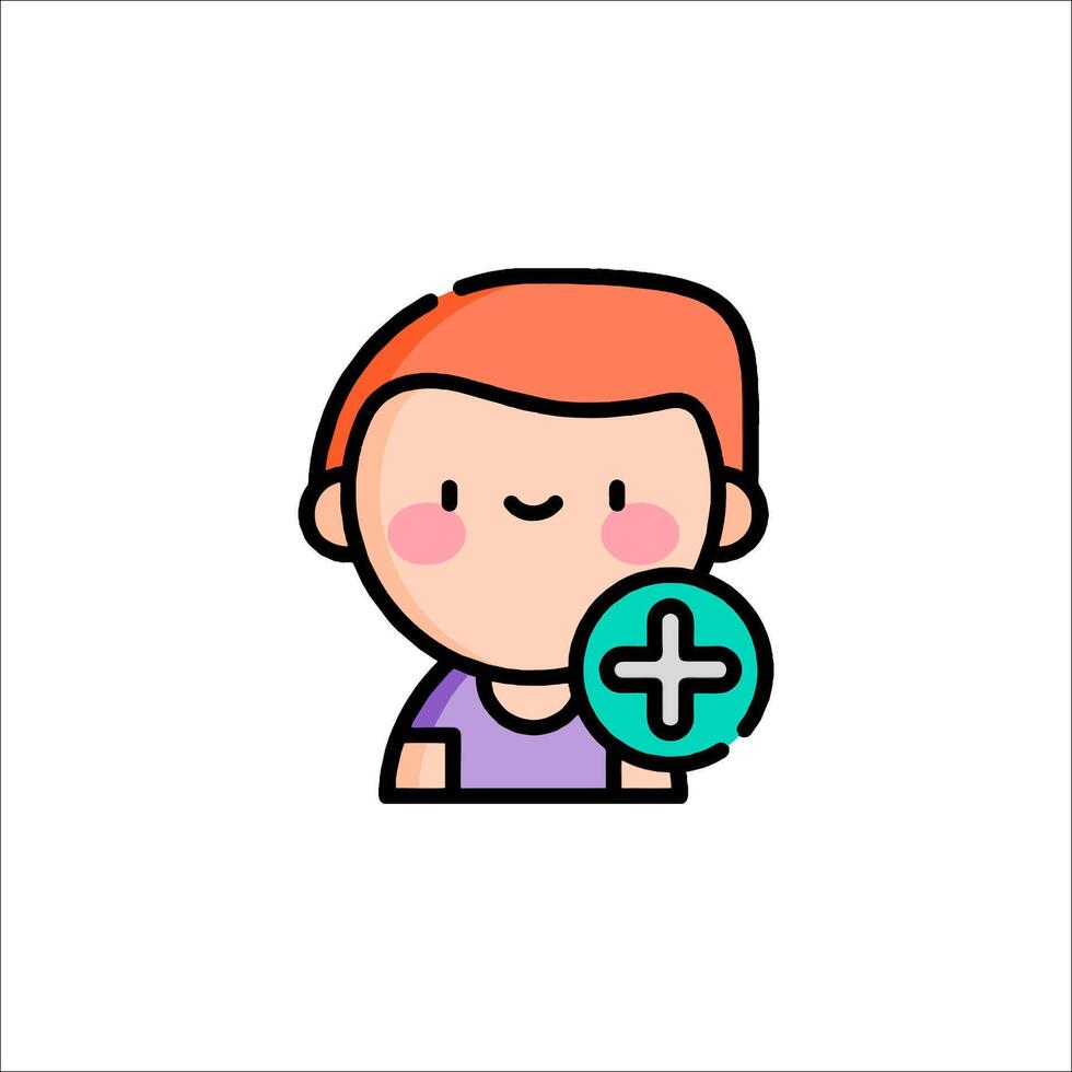 A cartoon character holding a plus sign vector