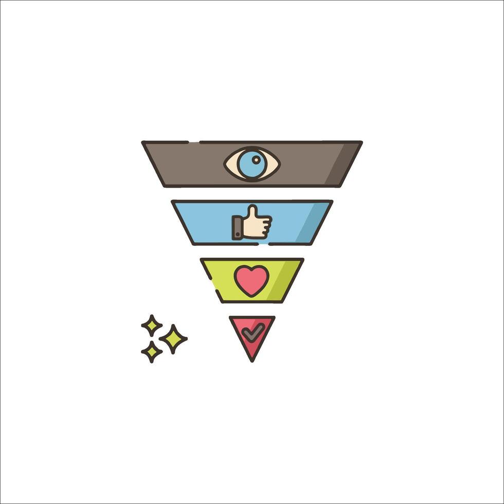 A funnel with a hand holding a heart and a star vector