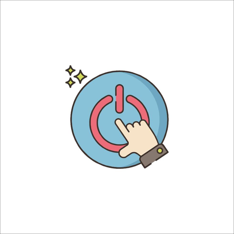A hand pressing a button on a button icon vector
