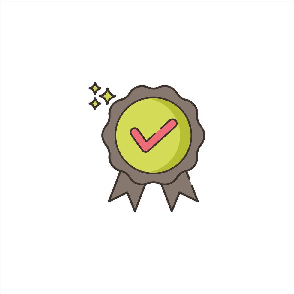 A green ribbon with a tick mark on it vector