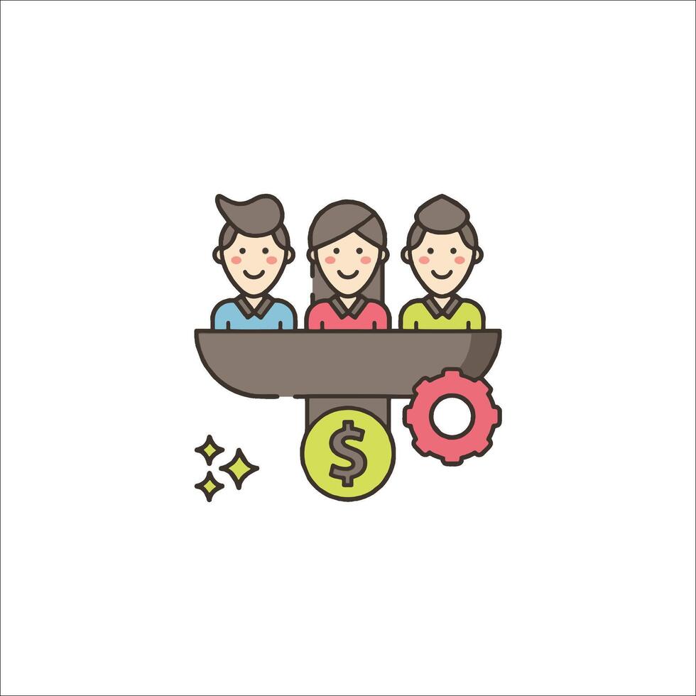 Business people in a boat with money icon vector
