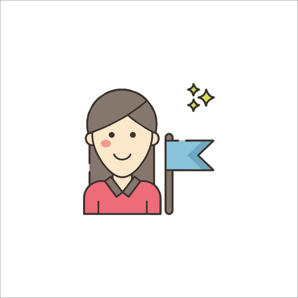 A woman holding a flag icon vector