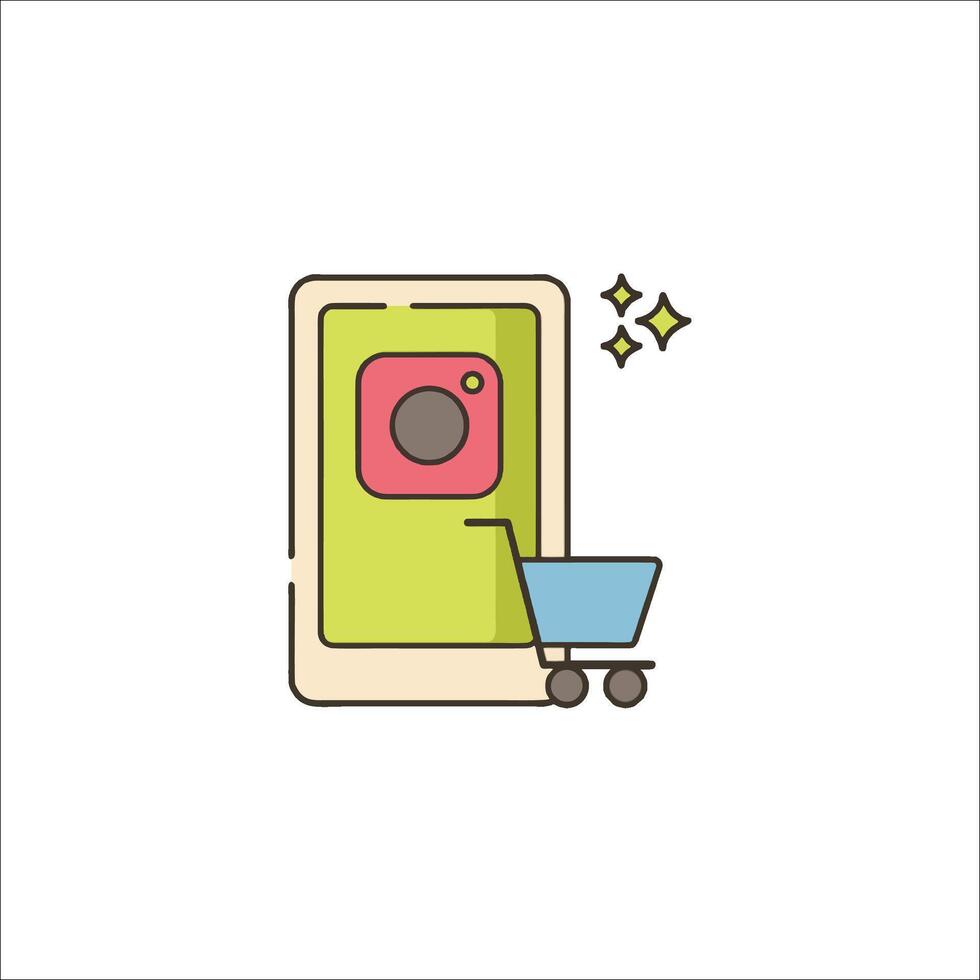 A smartphone with a shopping cart icon vector