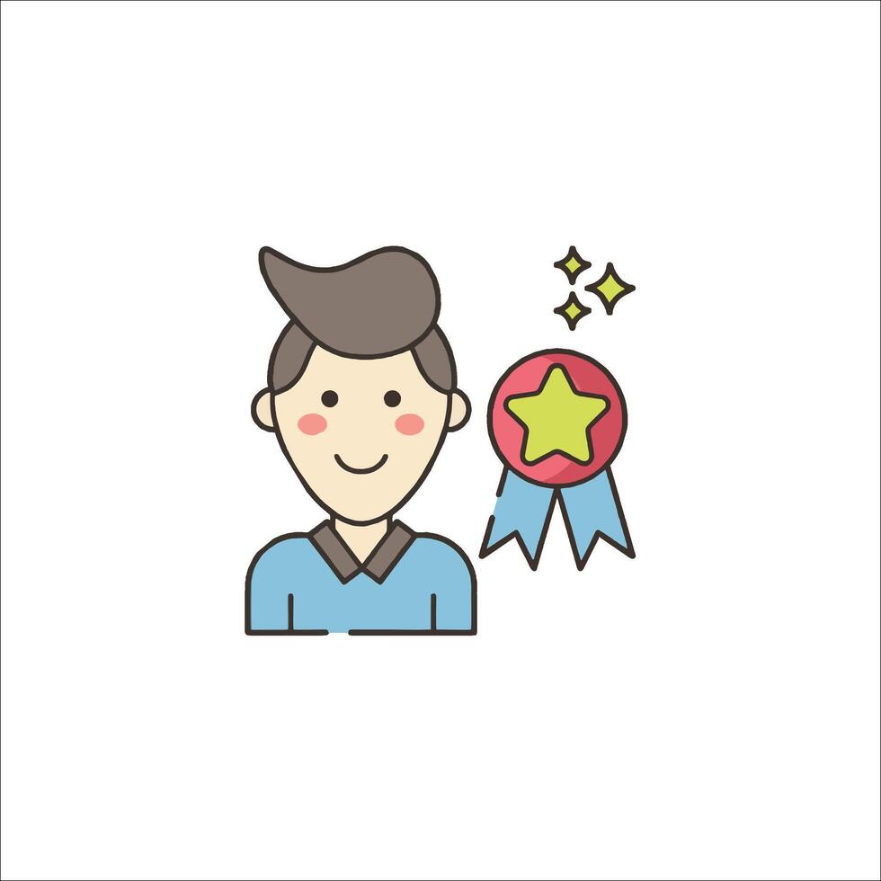 A man with a star and a ribbon icon vector