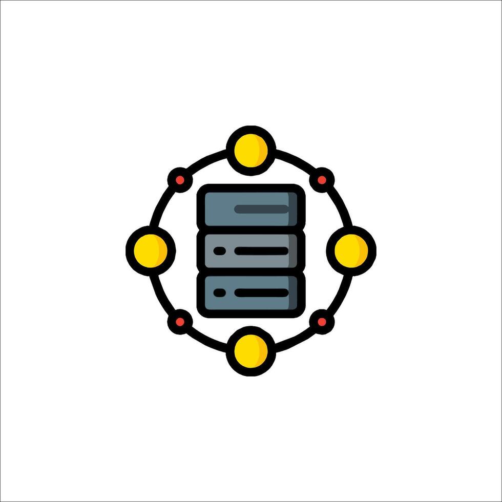 A server icon with yellow dots vector