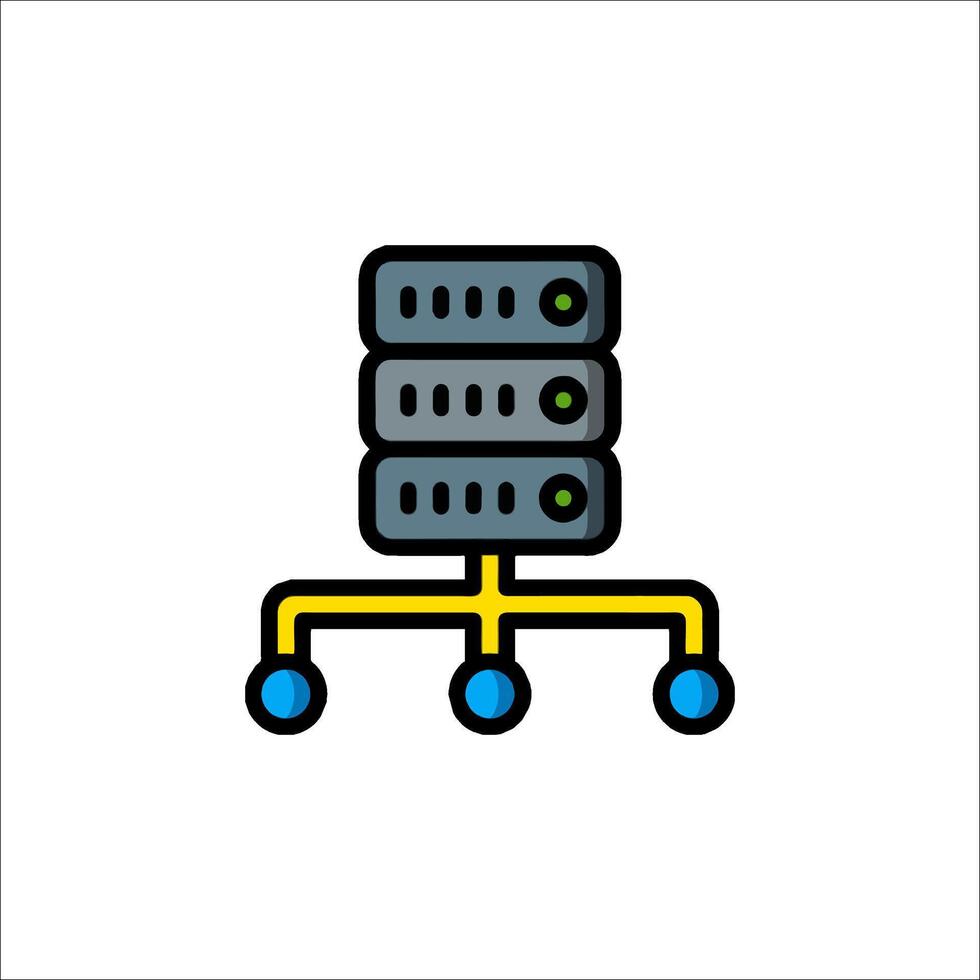 A server with three blue and green lights on it vector