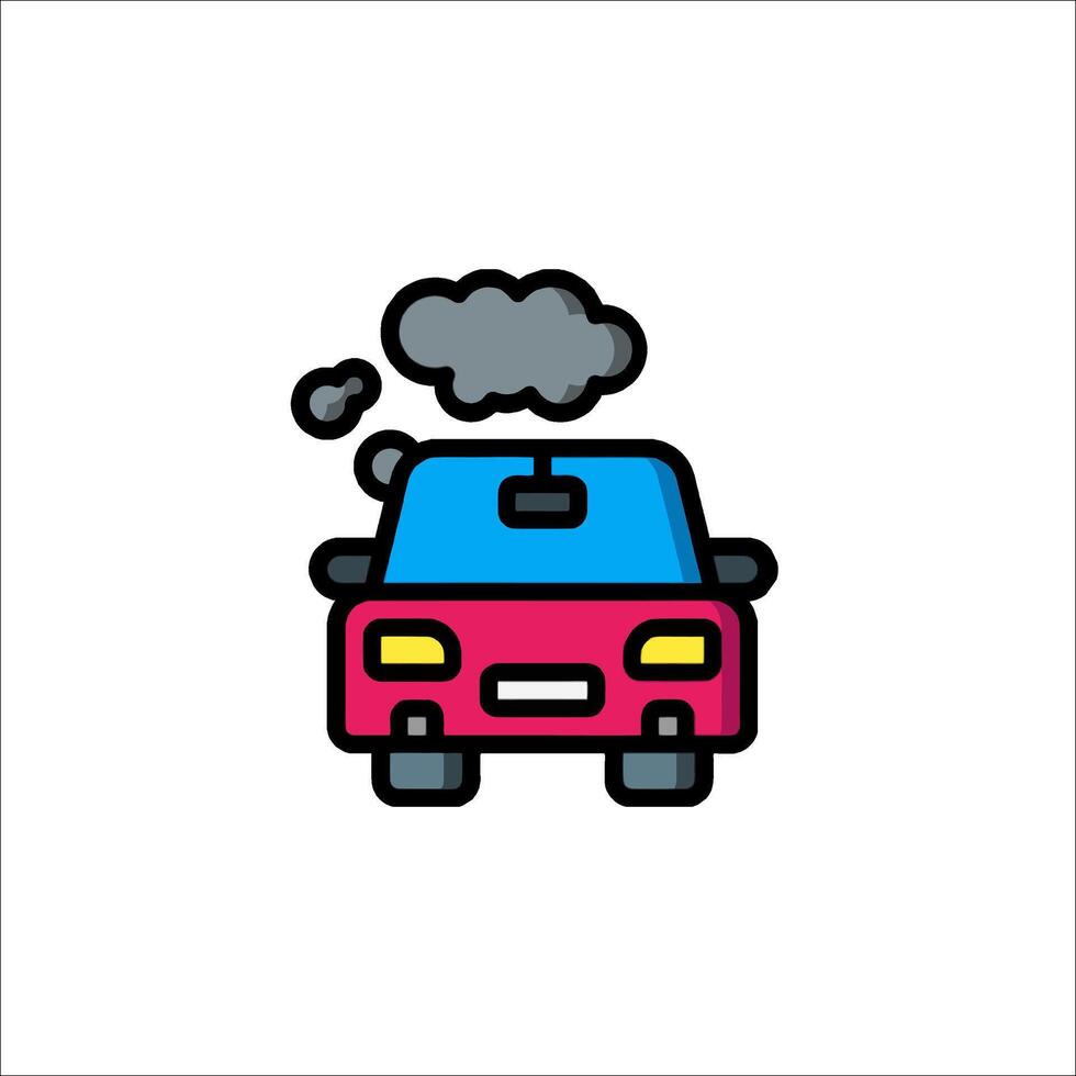 Car with smoke coming out of the hood icon vector
